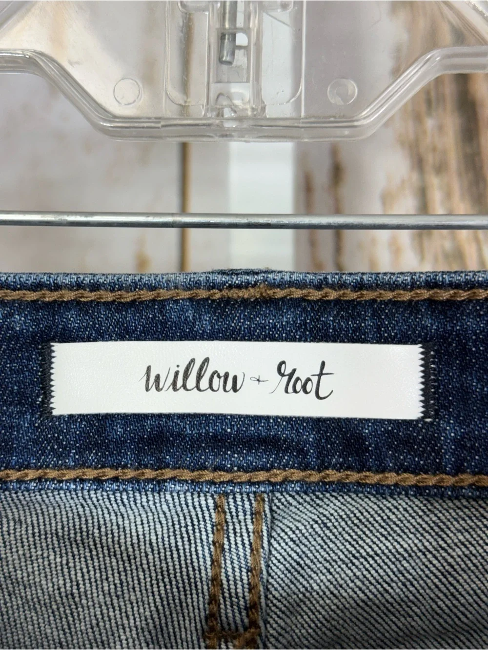 Willow & Root, The Mom Jean, Ankle Length Distressed Dark Wash Jeans. Size 26. - Picture 4 of 6